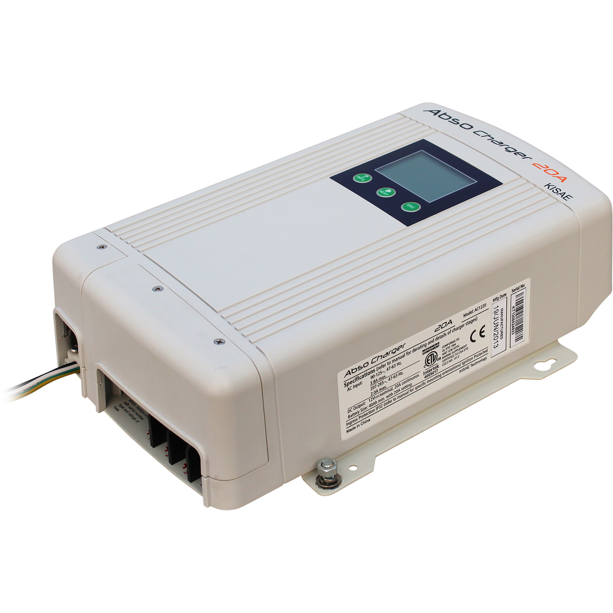 Kisae 12 Volt Battery Charger, 20 Amps, Model# AC1220